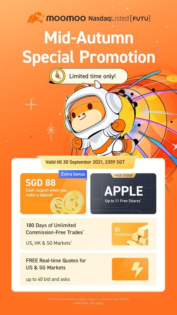 Sign Up with New Singapore Broker Futu SG and Get 1 FREE Apple Share and  180 Days Commission-free Trading. My Review of moomoo. (September 2021  Update)